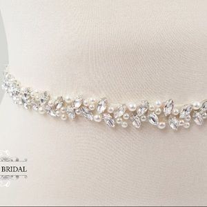 Thin wedding belt, pearl wedding belt, bridal belt